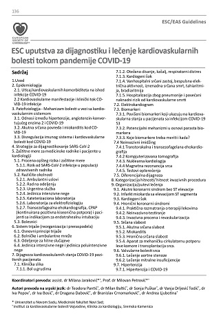 ESC uputstva za dijagnostiku i lečenje kardiovaskularnih
bolesti tokom pandemije COVID-19