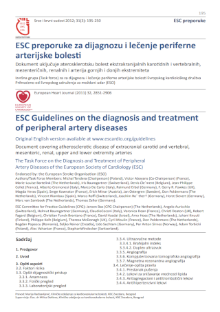 ESC preporuke za dijagnozu i lečenje periferne arterijske bolesti