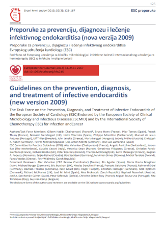 Preporuke za prevenciju, dijagnozu i lečenje infektivnog endokarditisa (nova verzija 2009)