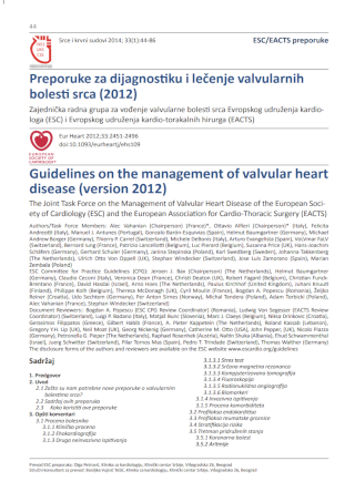 Preporuke za dijagnostiku i lečenje valvularnih bolesti srca (2012)