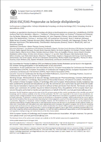 2016 ESC/EAS Preporuke za lečenje dislipidemija